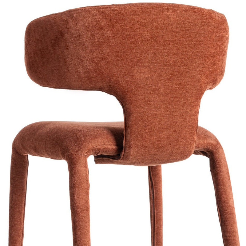 Chaise organique minimaliste en Tissu Rouge brique Halina (Lot de 2) - 5