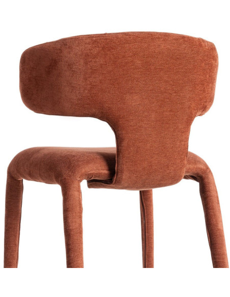 Chaise organique minimaliste en Tissu Rouge brique Halina (Lot de 2) - 5