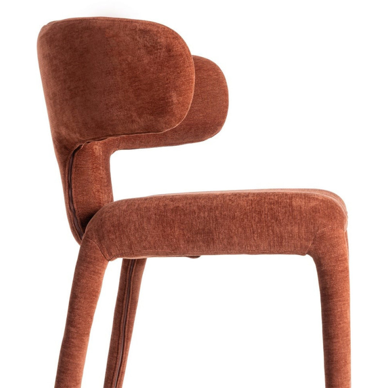 Chaise organique minimaliste en Tissu Rouge brique Halina (Lot de 2) - 6