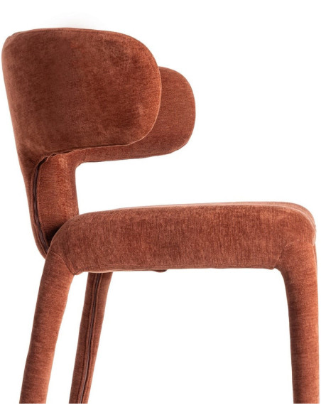 Chaise organique minimaliste en Tissu Rouge brique Halina (Lot de 2) - 6