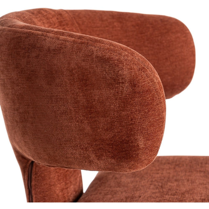 Chaise organique minimaliste en Tissu Rouge brique Halina (Lot de 2) - 7