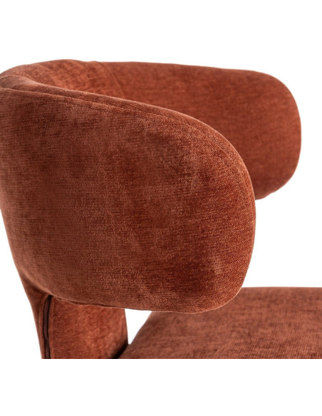 Chaise organique minimaliste en Tissu Rouge brique Halina (Lot de 2) - 7