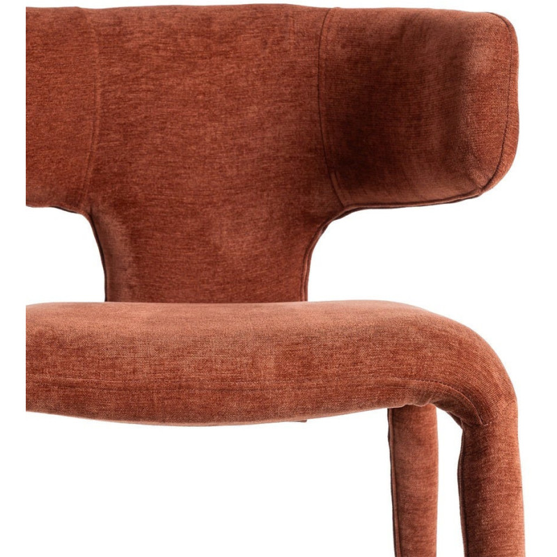 Chaise organique minimaliste en Tissu Rouge brique Halina (Lot de 2) - 8