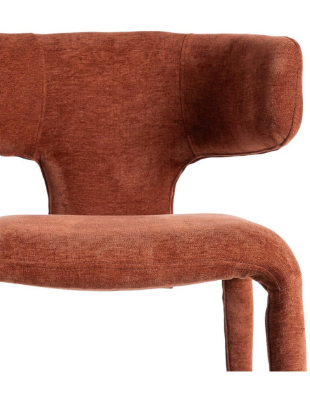 Chaise organique minimaliste en Tissu Rouge brique Halina (Lot de 2) - 8