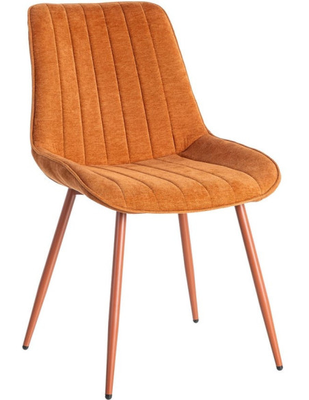 Chaise moderne chic en Tissu Côtelé Métal Rouge brique Vorela (Lot de 4) - 1