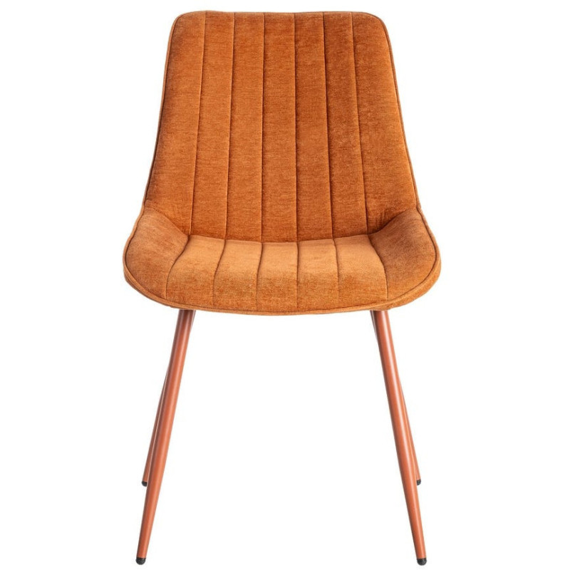 Chaise moderne chic en Tissu Côtelé Métal Rouge brique Vorela (Lot de 4) - 2