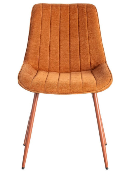 Chaise moderne chic en Tissu Côtelé Métal Rouge brique Vorela (Lot de 4) - 2