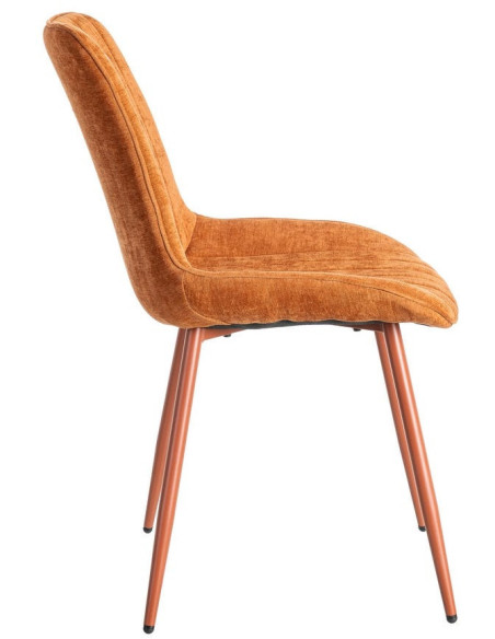 Chaise moderne chic en Tissu Côtelé Métal Rouge brique Vorela (Lot de 4) - 3