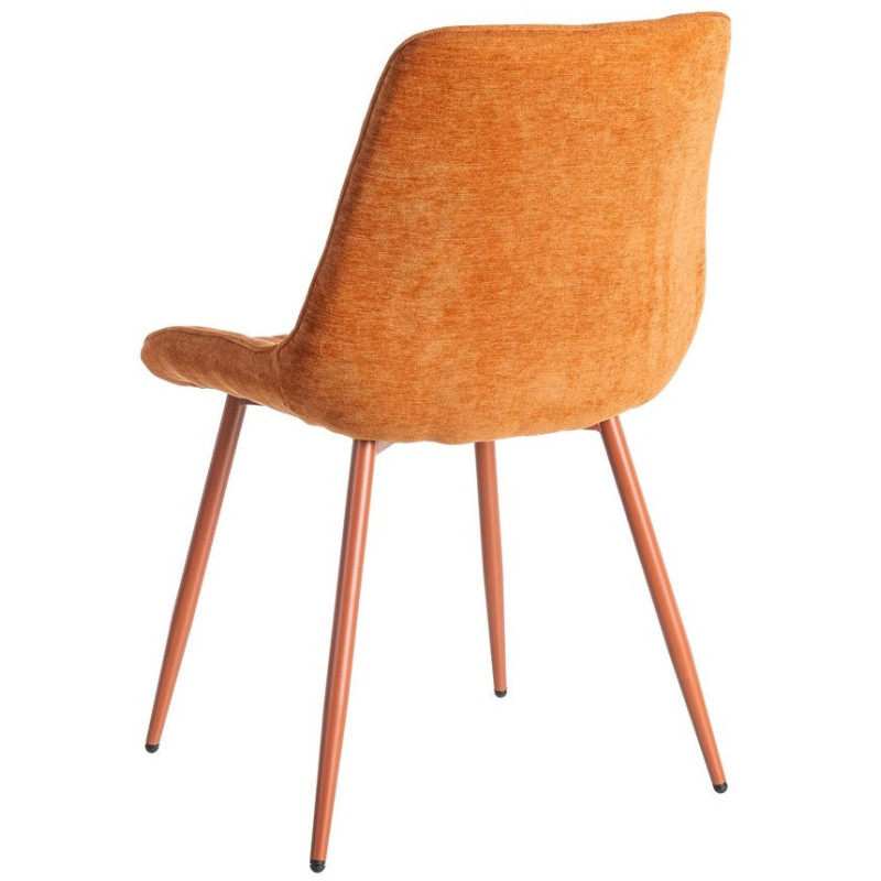 Chaise moderne chic en Tissu Côtelé Métal Rouge brique Vorela (Lot de 4) - 4