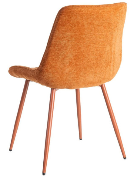 Chaise moderne chic en Tissu Côtelé Métal Rouge brique Vorela (Lot de 4) - 4