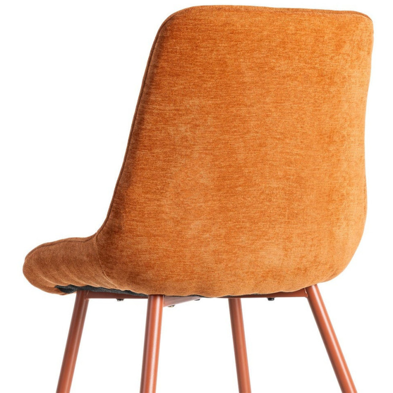 Chaise moderne chic en Tissu Côtelé Métal Rouge brique Vorela (Lot de 4) - 5