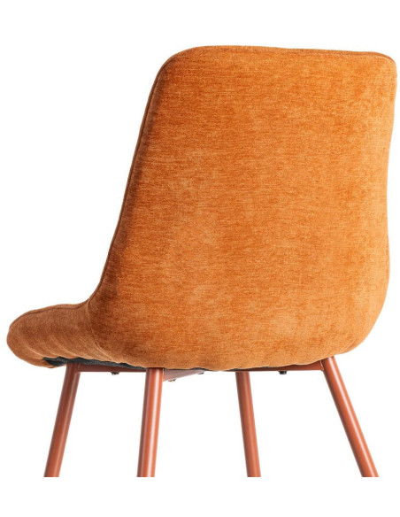 Chaise moderne chic en Tissu Côtelé Métal Rouge brique Vorela (Lot de 4) - 5