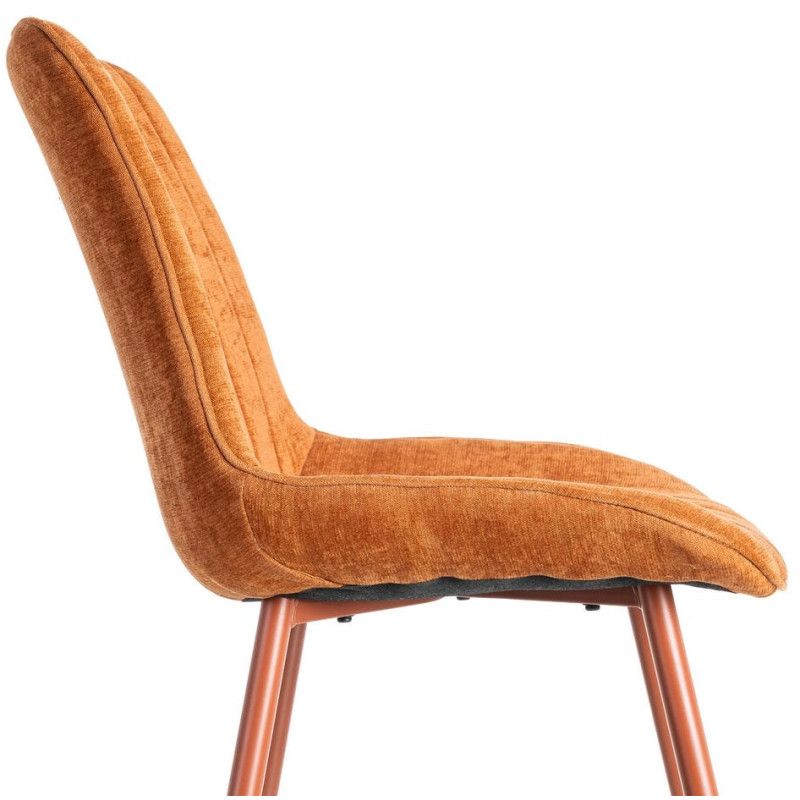 Chaise moderne chic en Tissu Côtelé Métal Rouge brique Vorela (Lot de 4) - 6