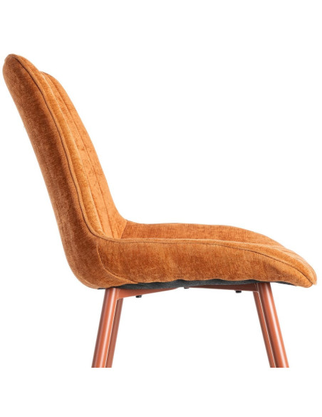 Chaise moderne chic en Tissu Côtelé Métal Rouge brique Vorela (Lot de 4) - 6