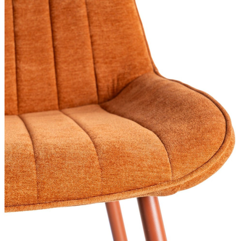 Chaise moderne chic en Tissu Côtelé Métal Rouge brique Vorela (Lot de 4) - 8