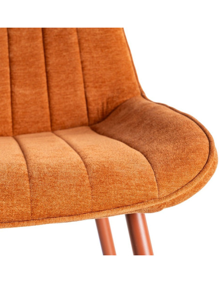 Chaise moderne chic en Tissu Côtelé Métal Rouge brique Vorela (Lot de 4) - 8
