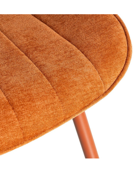 Chaise moderne chic en Tissu Côtelé Métal Rouge brique Vorela (Lot de 4) - 10
