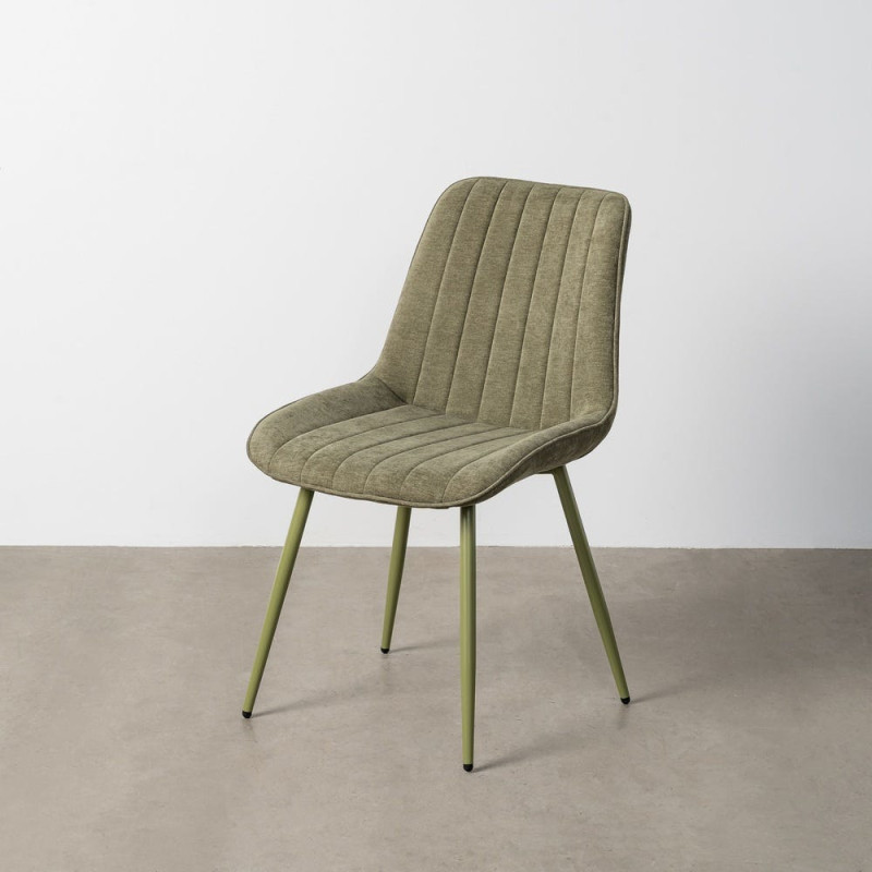 Chaise moderne chic en Tissu Côtelé Métal Vert Vorela (Lot de 4) - 11