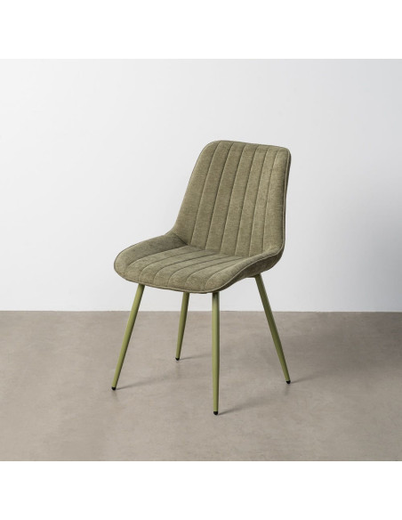 Chaise moderne chic en Tissu Côtelé Métal Vert Vorela (Lot de 4) - 11