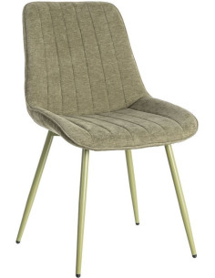 Chaise moderne chic en Tissu Côtelé Métal Vert Vorela (Lot de 4) - 1