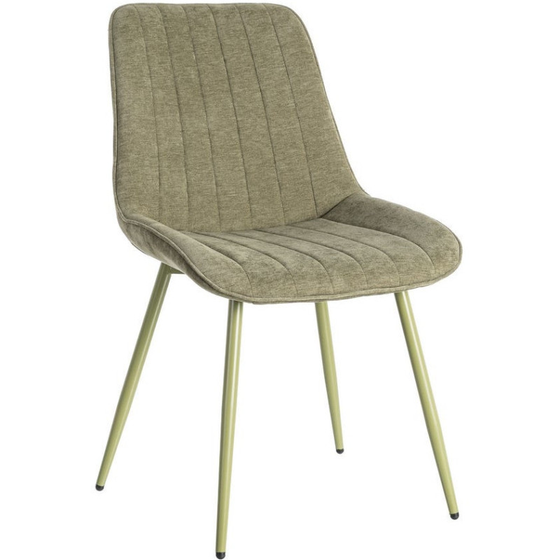 Chaise moderne chic en Tissu Côtelé Métal Vert Vorela (Lot de 4) - 1