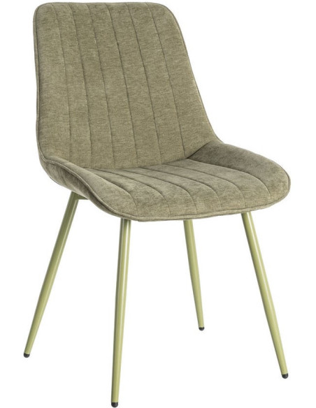 Chaise moderne chic en Tissu Côtelé Métal Vert Vorela (Lot de 4) - 1