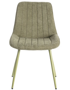 Chaise moderne chic en Tissu Côtelé Métal Vert Vorela (Lot de 4) - 1 2