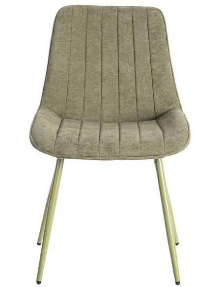 Chaise moderne chic en Tissu Côtelé Métal Vert Vorela (Lot de 4) - 2