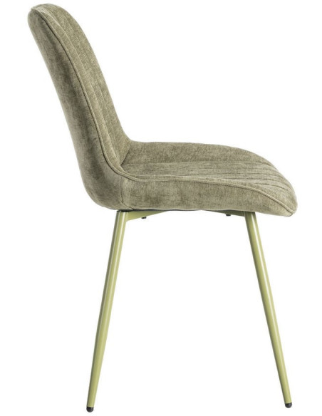 Chaise moderne chic en Tissu Côtelé Métal Vert Vorela (Lot de 4) - 3
