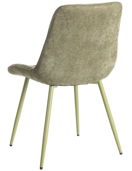 Chaise moderne chic en Tissu Côtelé Métal Vert Vorela (Lot de 4) - 4
