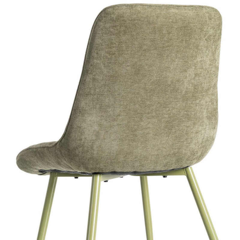 Chaise moderne chic en Tissu Côtelé Métal Vert Vorela (Lot de 4) - 5