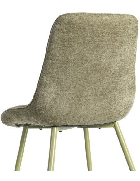 Chaise moderne chic en Tissu Côtelé Métal Vert Vorela (Lot de 4) - 5