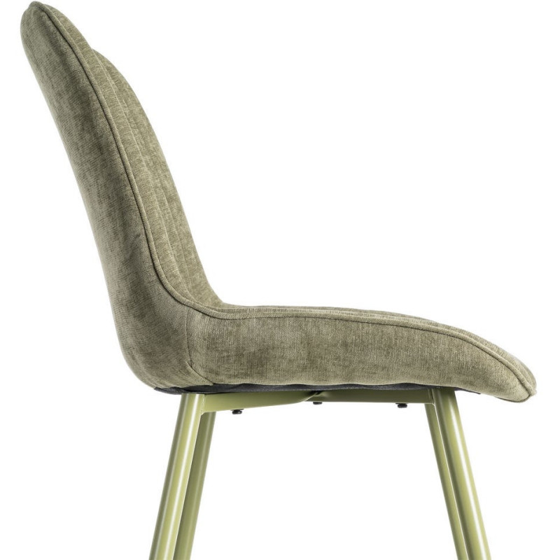 Chaise moderne chic en Tissu Côtelé Métal Vert Vorela (Lot de 4) - 6