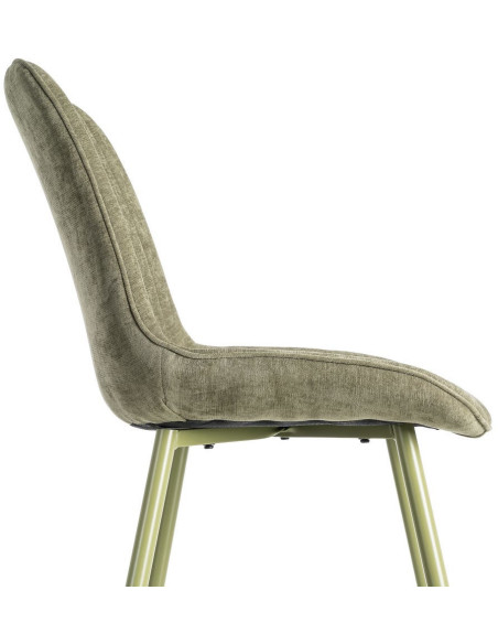 Chaise moderne chic en Tissu Côtelé Métal Vert Vorela (Lot de 4) - 6