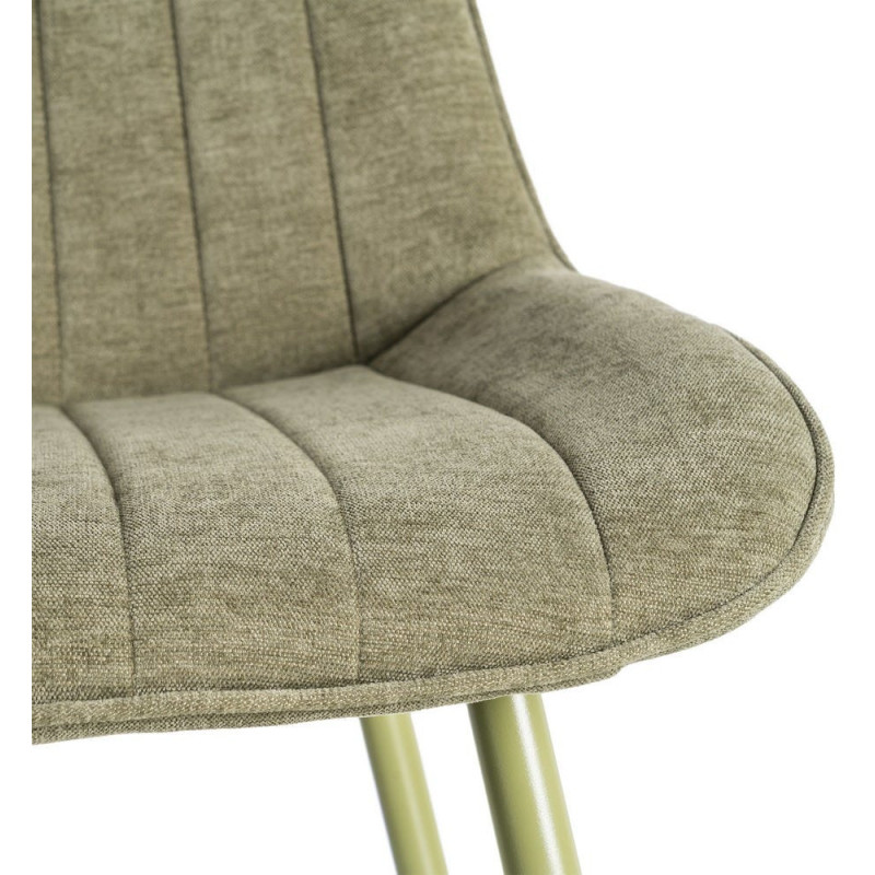 Chaise moderne chic en Tissu Côtelé Métal Vert Vorela (Lot de 4) - 8