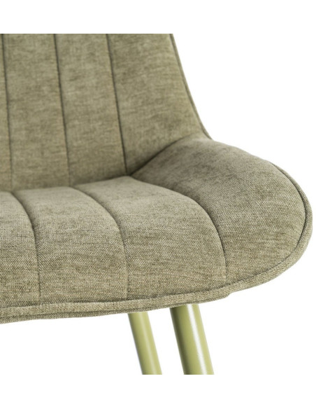 Chaise moderne chic en Tissu Côtelé Métal Vert Vorela (Lot de 4) - 8
