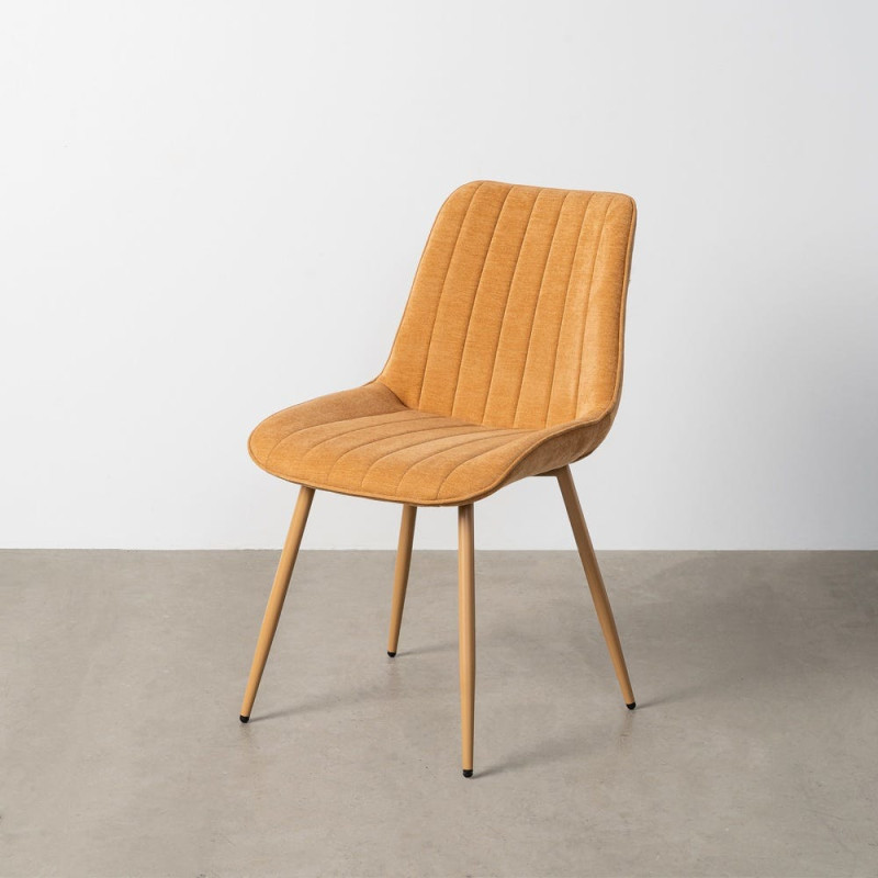 Chaise moderne chic en Tissu Côtelé Métal Marron camel Vorela (Lot de 4) - 11