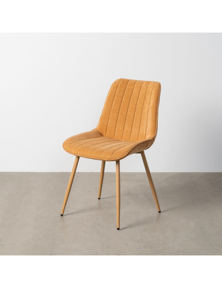 Chaise moderne chic en Tissu Côtelé Métal Marron camel Vorela (Lot de 4) - 11