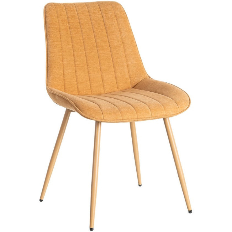 Chaise moderne chic en Tissu Côtelé Métal Marron camel Vorela (Lot de 4) - 1