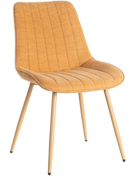 Chaise moderne chic en Tissu Côtelé Métal Marron camel Vorela (Lot de 4) - 1