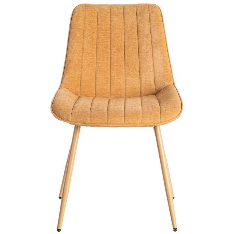 Chaise moderne chic en Tissu Côtelé Métal Marron camel Vorela (Lot de 4) - 2