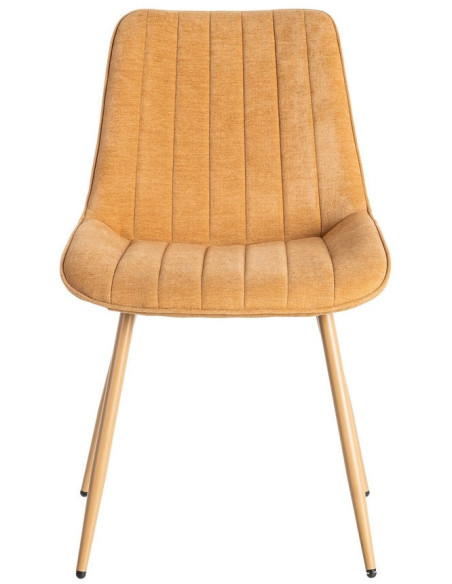 Chaise moderne chic en Tissu Côtelé Métal Marron camel Vorela (Lot de 4) - 2
