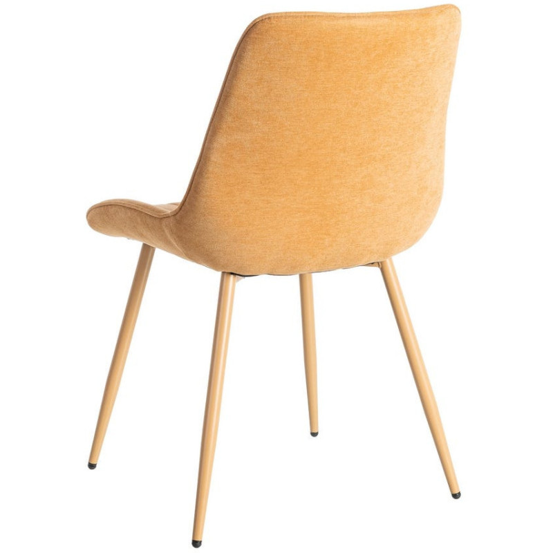 Chaise moderne chic en Tissu Côtelé Métal Marron camel Vorela (Lot de 4) - 4