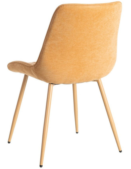 Chaise moderne chic en Tissu Côtelé Métal Marron camel Vorela (Lot de 4) - 4