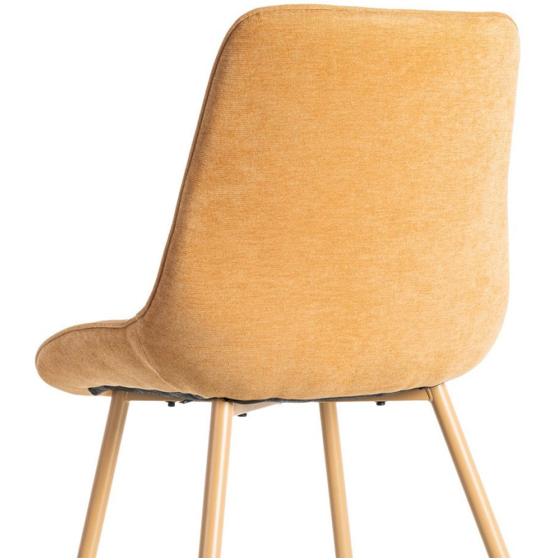 Chaise moderne chic en Tissu Côtelé Métal Marron camel Vorela (Lot de 4) - 5