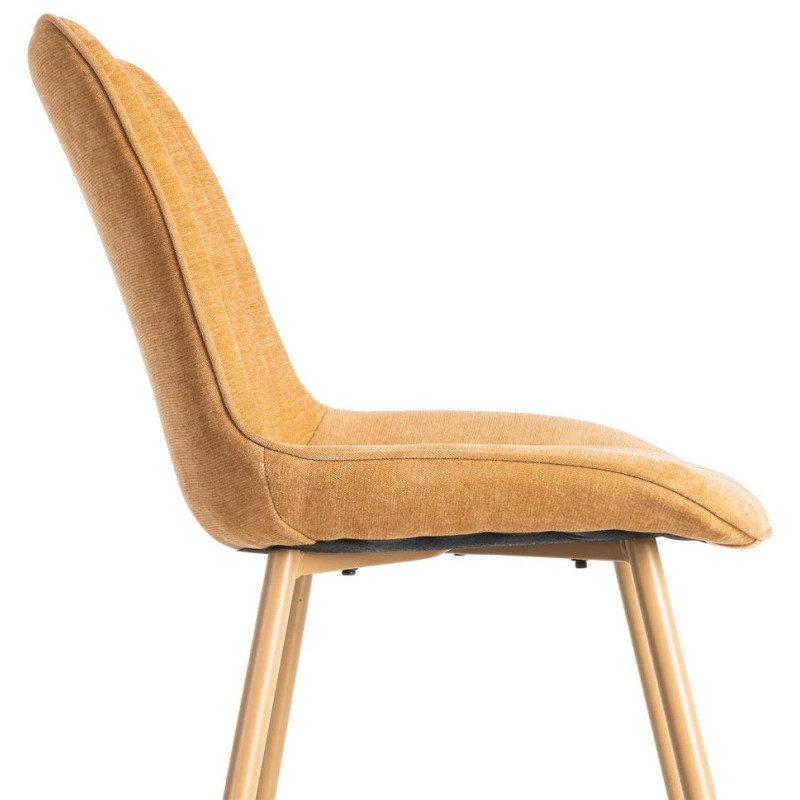 Chaise moderne chic en Tissu Côtelé Métal Marron camel Vorela (Lot de 4) - 6