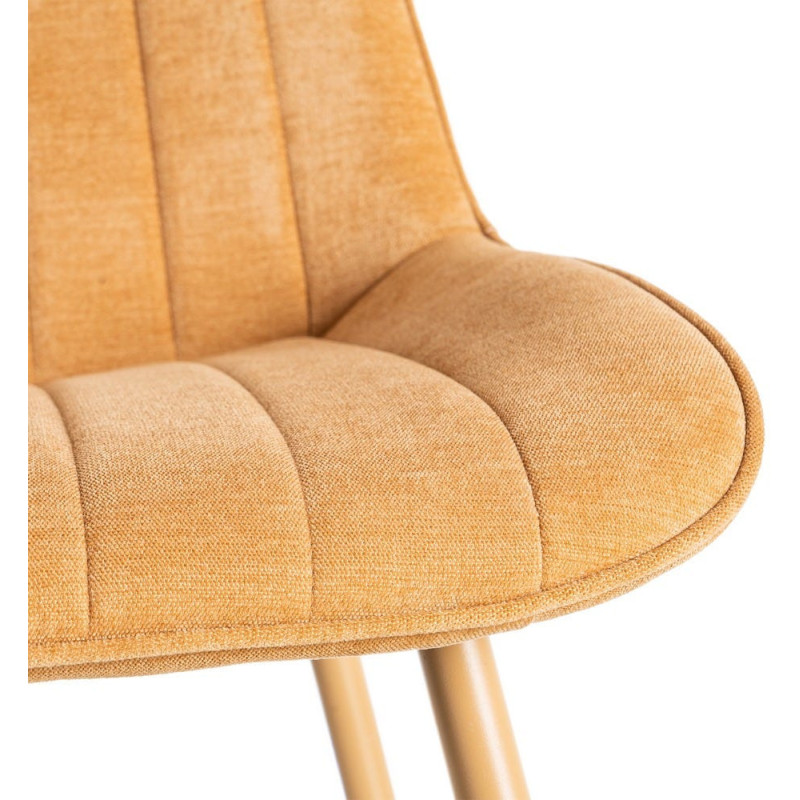 Chaise moderne chic en Tissu Côtelé Métal Marron camel Vorela (Lot de 4) - 8