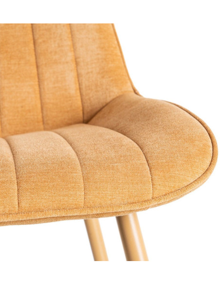 Chaise moderne chic en Tissu Côtelé Métal Marron camel Vorela (Lot de 4) - 8