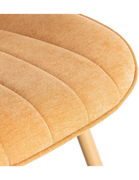 Chaise moderne chic en Tissu Côtelé Métal Marron camel Vorela (Lot de 4) - 10