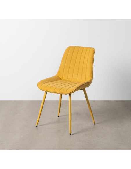 Chaise moderne chic en Tissu Côtelé Métal Jaune Vorela (Lot de 4) - 11